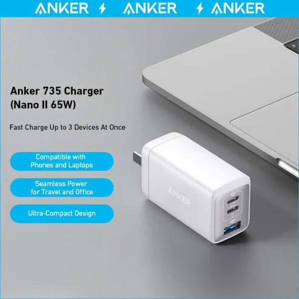 Anker 735 Charger Nano II 65W With Cable - Black - B2667 - BIS - Image 6