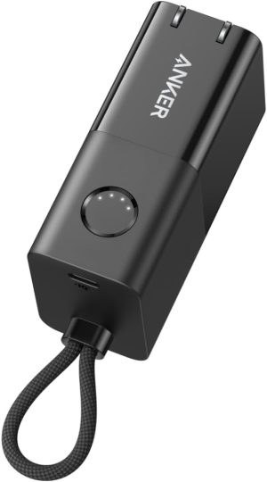 Anker 511 Power Bank PowerCore Fusion 30W / Small Power Bank / 5000mAh 30W Output / Integrated Outlet / USB Power Delivery / PowerIQ / PSE Technical Standards Compliant - Black - A1634 - BIS