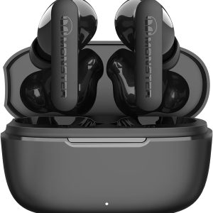 Monster N-Lite Clear Talk Wireless Earbuds Bluetooth 5.3 Headphones with CVC 8.0 Noise Reduction IPX8 Waterproof in-Ear Stereo Earphones 60H Playtime with Fast Charging for Sport - Black - GC