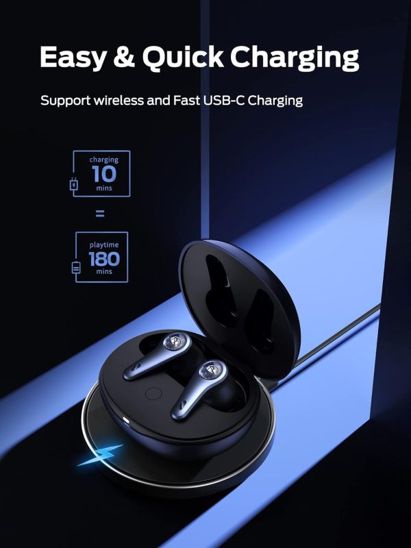 Monster Clarity 8.0 ANC Hybrid Active Noise Cancelling Wireless Earbuds 42dB in-Ear Earphones Deep Bass with 6 Mics Bluetooth 5.2 50H Play Time with Wireless Charging Case for Android iOS Gaming - Black - GC - Image 5