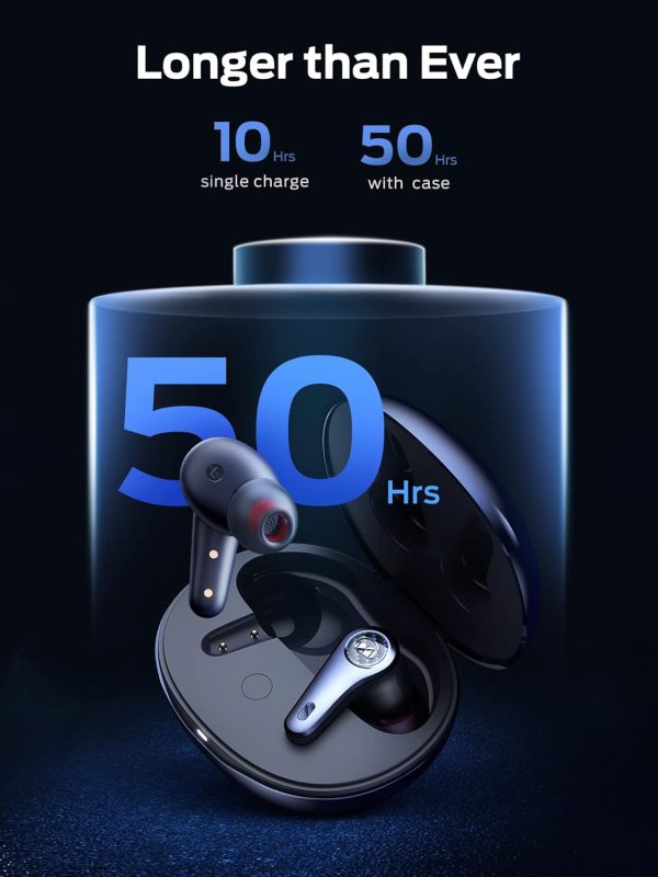 Monster Clarity 8.0 ANC Hybrid Active Noise Cancelling Wireless Earbuds 42dB in-Ear Earphones Deep Bass with 6 Mics Bluetooth 5.2 50H Play Time with Wireless Charging Case for Android iOS Gaming - Black - GC - Image 8