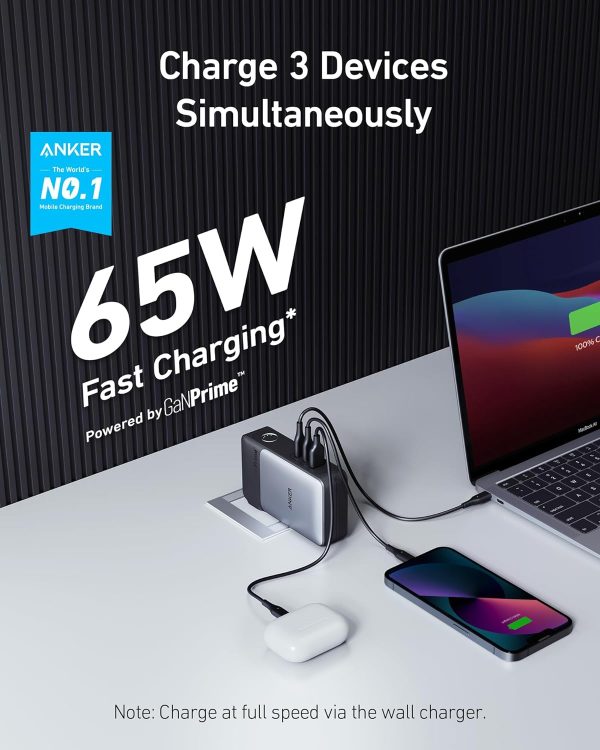 Anker 733 GaNPrime Power Bank 2-in-1 Hybrid Charger 10000mAh 30W USB-C Portable Charger with 65W Wall Charger Works for iPhone 15/15 Plus/15 Pro/15 Pro Max/14/13 Samsung Pixel MacBook Dell - Black - A1651P11 - BIS - Image 4