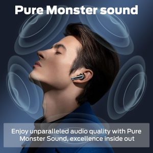 Monster N-Lite 203 AirLinks Wireless Earbuds HiFi Stereo Wireless Earbuds with 30H Playback Type-C Charging HD Clear Call Touch Control IPX6 Waterproof - Black - GC - Image 8