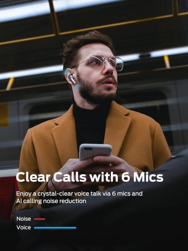 Monster Clarity 8.0 ANC Hybrid Active Noise Cancelling Wireless Earbuds 42dB in-Ear Earphones Deep Bass with 6 Mics Bluetooth 5.2 50H Play Time with Wireless Charging Case for Android iOS Gaming - Black - GC - Image 6