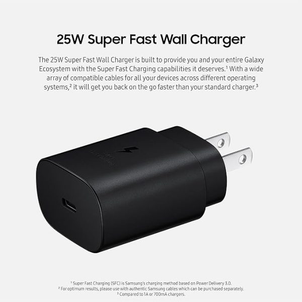 25W Charger Samsung with Power Delivery 3.0 PPS Technology for Galaxy S21 / S21 Plus / S21 Ultra / Note 20 Ultra / Note 20 - US Plug - Black - Image 5
