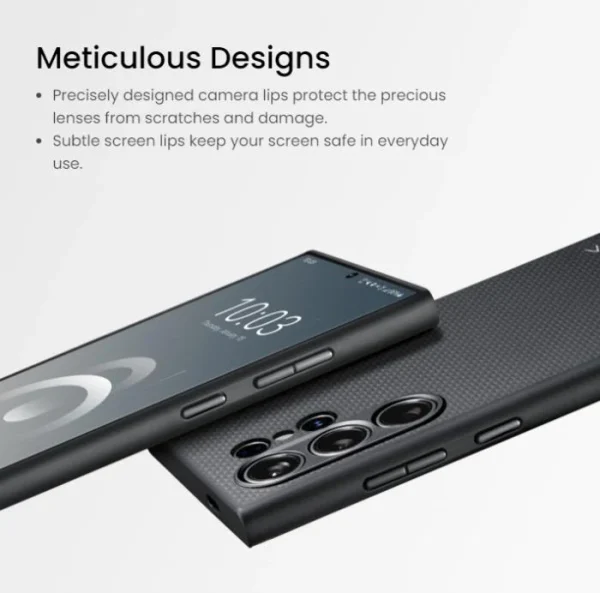 Galaxy S24 Ultra PITAKA Pinbutton MagEZ Case 4 Pro Aramid Fiber - Black / Grey Twill - Image 4