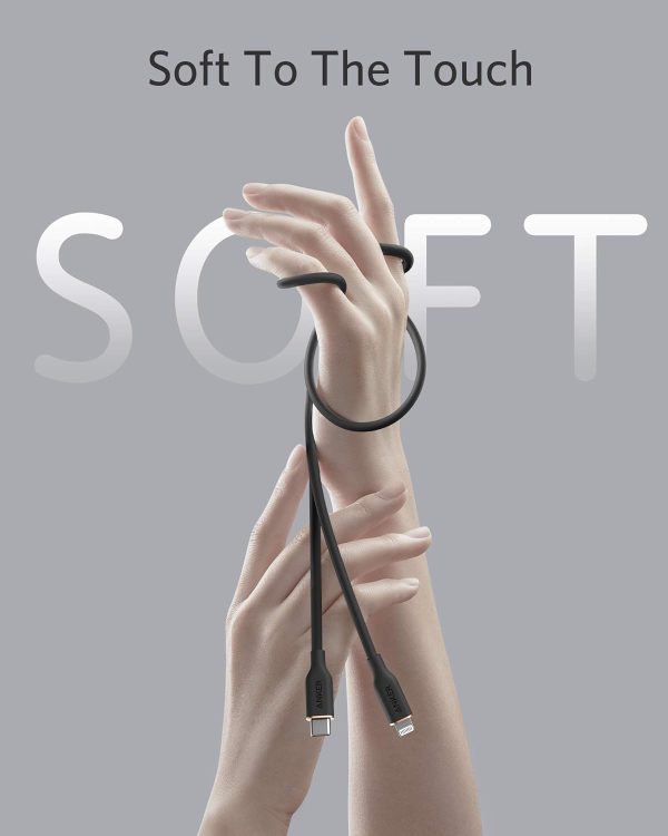 Anker 641 USB-C to Lightning Cable (Flow, Silicone) 1.8m - Black - A8663P11 - BIS - Image 6