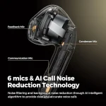 SoundPEATS Air4 Wireless Earbuds with Adaptive Active Noise Cancellation Earphones Bluetooth 5.3 Qualcomm QCC3071 aptX Lossless 6 Mics for AI-Enhanced Calls 26 Hours Battery APP Control - Transparent Black - BB - Image 6