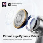 SoundPEATS Air4 Wireless Earbuds with Adaptive Active Noise Cancellation Earphones Bluetooth 5.3 Qualcomm QCC3071 aptX Lossless 6 Mics for AI-Enhanced Calls 26 Hours Battery APP Control - Transparent Black - BB - Image 3