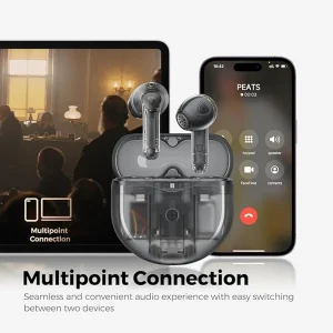 SoundPEATS Air4 Wireless Earbuds with Adaptive Active Noise Cancellation Earphones Bluetooth 5.3 Qualcomm QCC3071 aptX Lossless 6 Mics for AI-Enhanced Calls 26 Hours Battery APP Control - Transparent Black - BB - Image 2
