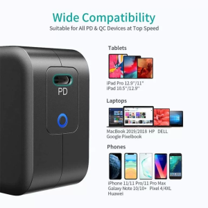 Choetech 61W Gan Tech Power Delivery Fast Charger with PD 3.0 & GaN Tech Type C Foldable Charger – US – Black (Q6006) - GC - Image 3