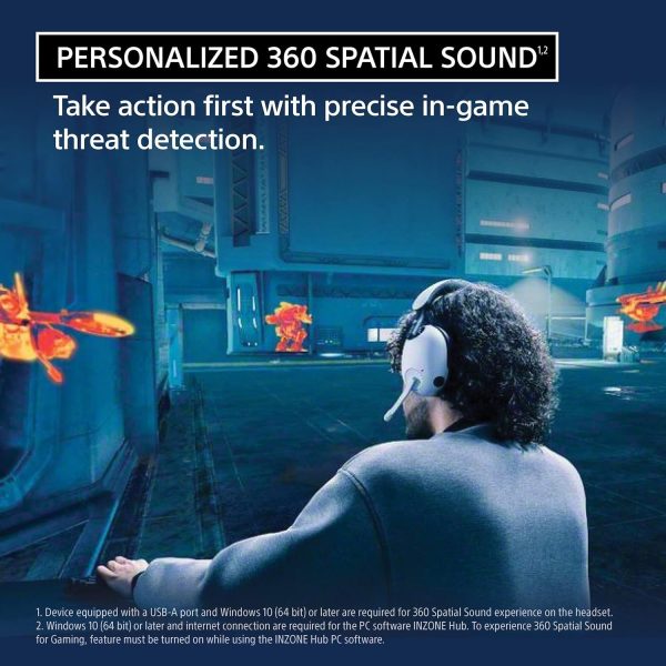Sony INZONE WH-G900N Wireless Noise Canceling Gaming Headset Over-ear Headphones with 360 Spatial Sound - White - Image 7