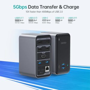 Choetech 15-in-1 Massive Expansion USB- C Docking Station - HUB-M21 - Black - GC - Image 6