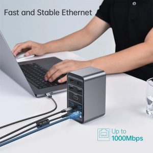 Choetech 15-in-1 Massive Expansion USB- C Docking Station - HUB-M21 - Black - GC - Image 5