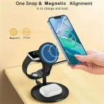 Choetech 3in1 Magnetic MagSafe Wireless charger station for Phones, iPhone 12/13/14/15 series, AirPods Pro and iwatch - T585-F  - Black - GC - Image 4