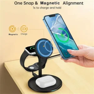 Choetech 3 in 1 Magnetic MagSafe Wireless Charger Station - T585-F  - Silver - GC - Image 6