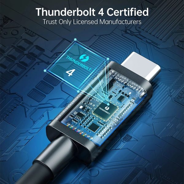 Choetech Thunderbolt 4 Cable 2.6ft 40Gbps With 100W Charging And 8K@30Hz 5K@60Hz Or Dual 4K Video – A3010 - Black - GC - Image 5