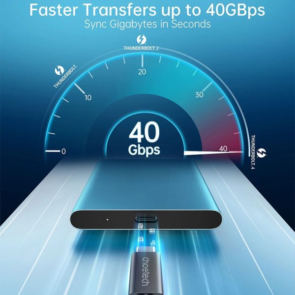 Choetech Thunderbolt 4 Cable 2.6ft 40Gbps With 100W Charging And 8K@30Hz 5K@60Hz Or Dual 4K Video – A3010 - Black - GC - Image 3