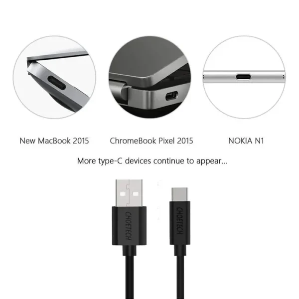 Buy-Choetech-USB-Type-C-Cable-AC0004-in-Pakistan--2 Choetech USB A To Type C Cable 2.0 Fast Charging & Data Sync Cable 10ft 3M – AC0004 - Black - GC - Image 2