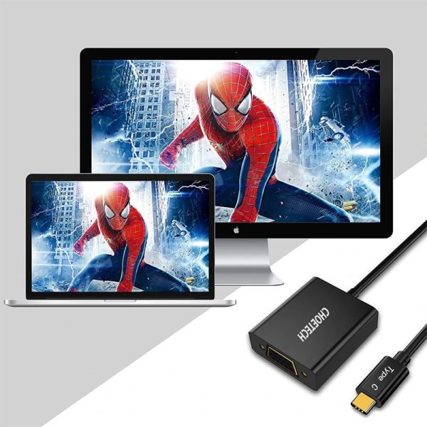 Buy-Choetech-USB-Type-C-To-VGA-Adapter-in-Pakista-3 Choetech 1080p Supported USB 3.1 USB Type-C To VGA Adapter (Thunderbolt 3 Port Compatible) For MacBook, Chromebook Pixel And all Type-C Devices – Black – V01 - GC - Image 3