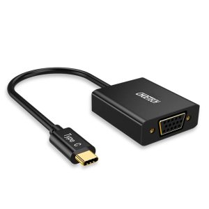 Choetech 1080p Supported USB 3.1 USB Type-C To VGA Adapter (Thunderbolt 3 Port Compatible) For MacBook, Chromebook Pixel And all Type-C Devices – Black – V01 - GC