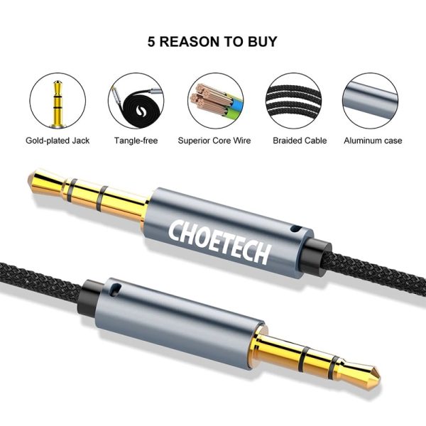 Buy-choetech-male-to-male-aux-cable-in-Pakistan-at-1 Choetech 3.5mm Male To Male Audio Gold Plated Aux Cable – AUX002 – Black - GC - Image 2