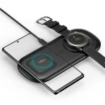 CHOETECH 2 In 1 Wireless Charger, 10W Max Wireless Charging Pad For Phones and Galaxy Watch (T570-S) - Black - GC