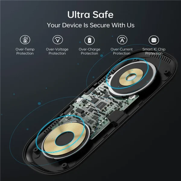 CHOETECH 2 In 1 Wireless Charger, 10W Max Wireless Charging Pad For Phones and Galaxy Watch (T570-S) - Black - GC - Image 6