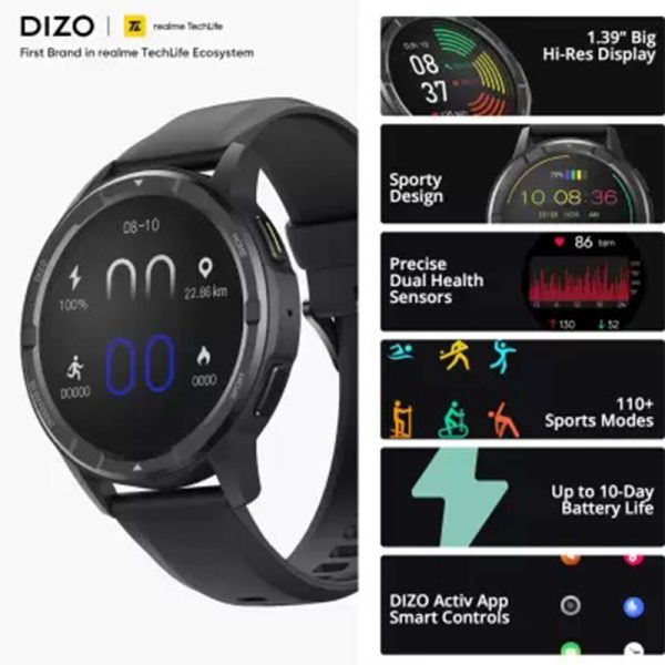 Dizo Watch R by Realme Talk Go Smart Watch - Black - GC - Image 4