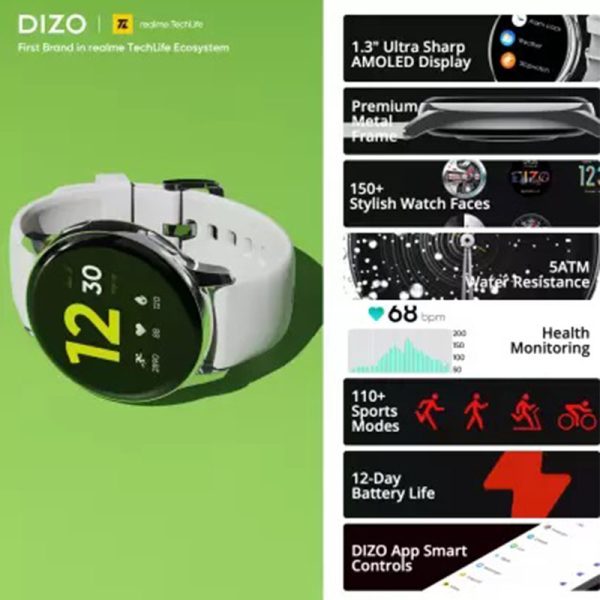 DIZO Watch R AMOLED with 45mm Dial Size - Silver Grey - GC - Image 4