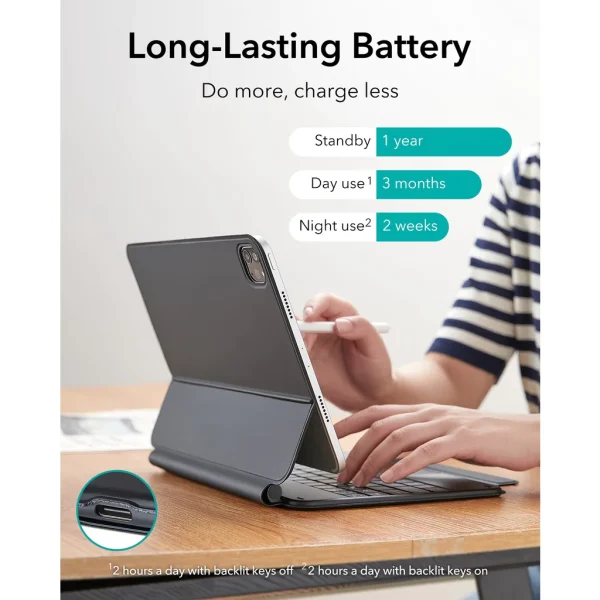 ESR Rebound Magnetic Keyboard Case iPad Pro 11 and Air 5/4 US Layout - Black - BIS - Image 4