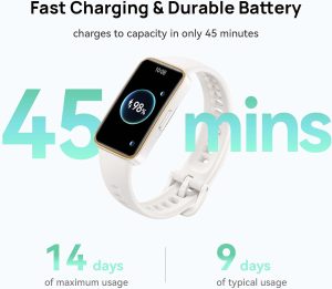HUAWEI Band 9 Bluetooth iOS & Android Up to 14 Days Battery Life Comfortable Wear TruSleep 4.0 Scientific Sleep Tracking 100 Training Modes smartband Starry Fluoroelastomer Strap - White - Image 4