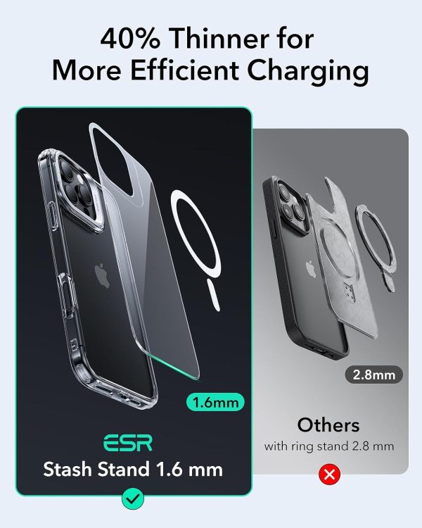 iPhone 16 Pro ESR Classic Hybrid Case With Stash Stand Magsafe - Clear - BIS - Image 5