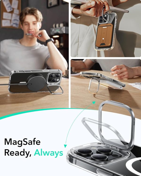 iPhone 16 Pro ESR Classic Hybrid Case With Stash Stand Magsafe - Clear - BIS - Image 6