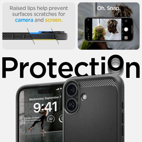 Apple iPhone 16 Rugged Armor Case by Spigen - ACS08214 - Matte Black - Image 5