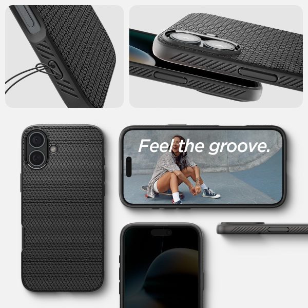 71i2OdKfCSL._AC_SL1200_ Apple iPhone 16 Liquid Air Case by Spigen - ACS08194 - Matte Black - Image 2