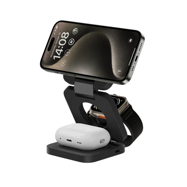 Benks W13 3 in 1 Foldable Charger Stand - Black - 6948005996710 - Image 1