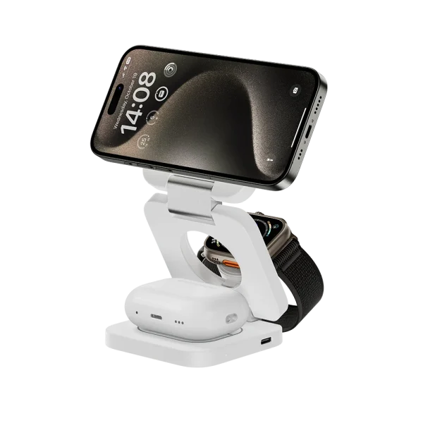 Benks W13 3 in 1 Foldable Charger Stand - White - 6948005996703 - Image 1