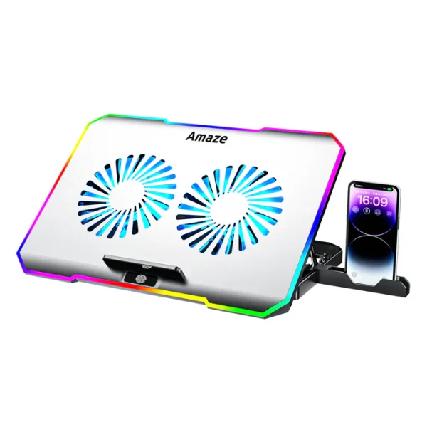 LAPTOPRGBCOOLINGSTAND_2BIGFANS_-PRODUCTPICTURE Amaze A505 Laptop RGB Cooling Stand With Two Big Fans - BIS - Image 1