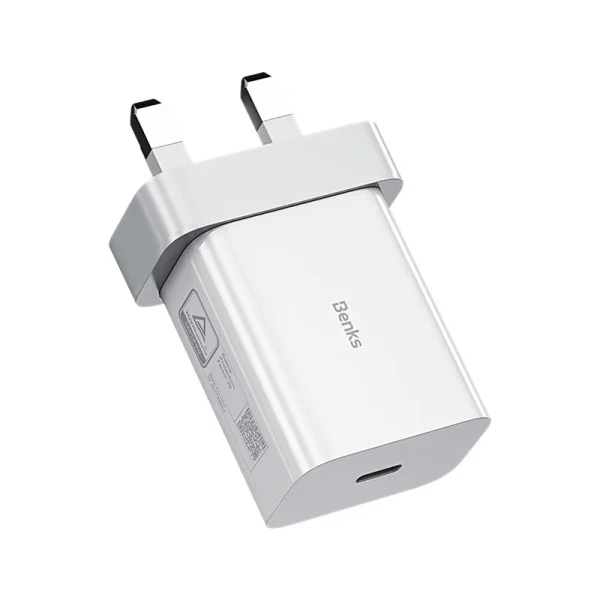 T_V_Rheinland_Certified_Ultimate-S_20W_Mini_Charger_UK_plug Benks PA46-UK Ultimate-S 20W PD Charger - White - 6948005973667 - Image 1