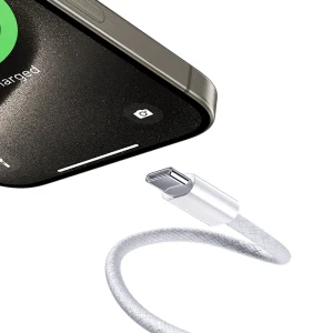 Benks D46 C To C Braided Fast Charging Data Cable 1M - White - 6948005996871 - Image 2
