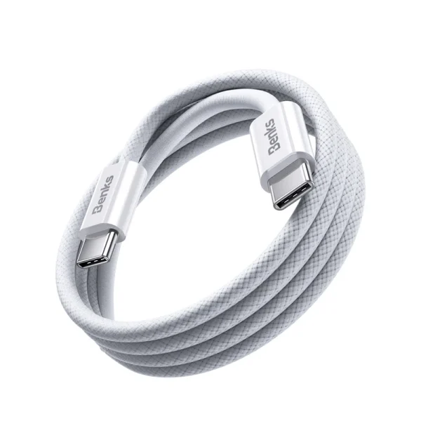 Benks D46 C To C Braided Fast Charging Data Cable 1M - White - 6948005996871 - Image 4