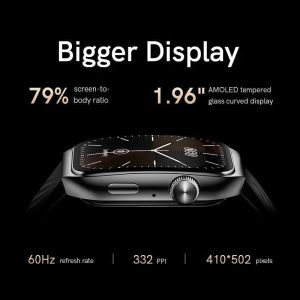 QCY GS2 Smart Sports Watch with 1.96 Large AMOLED Screen Display, 100 Plus Watch Faces & 4 Themes, BT Calling, 100 Plus Sports Mode - Black - GC - Image 6