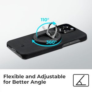 PITAKA MagEZ Grip 3 Compatible with MagSafe Ring for iPhone 16/15/14/13/12 - Black - Image 5