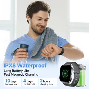 QCY GS Smartwatch 2.02'' Full Touch Screen Fitness Tracker for 100+ Sport Modes Health Monitor + Bluetooth Calling - Black - GC - Image 2