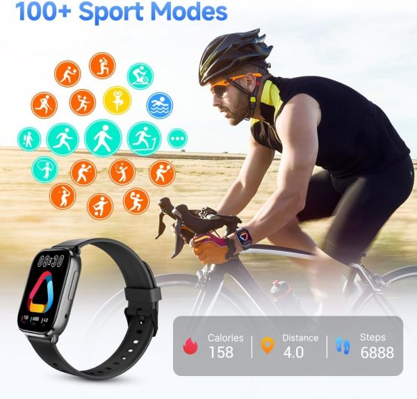 61OHKO0mB7L._AC_SL1000_ QCY GS Smartwatch 2.02'' Full Touch Screen Fitness Tracker for 100+ Sport Modes Health Monitor + Bluetooth Calling - Black - GC - Image 5