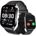 QCY GS Smartwatch 2.02'' Full Touch Screen Fitness Tracker for 100+ Sport Modes Health Monitor + Bluetooth Calling - Black - GC