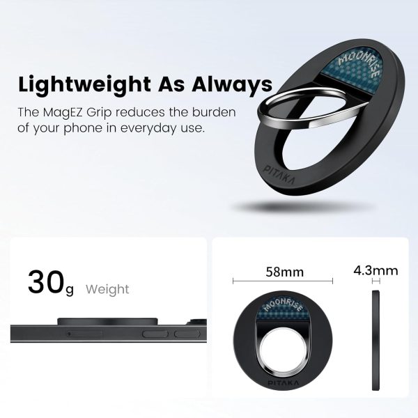 61+kDQ27ueL._AC_SL1500_ PITAKA MagEZ Grip 3 Compatible with MagSafe Ring for iPhone 16/15/14/13/12 - Moonrise - Image 6