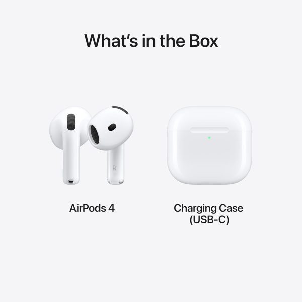 Apple AirPods 4 Wireless Earbuds Bluetooth Headphones Personalized Spatial Audio Sweat and Water Resistant USB-C Charging Case H2 Chip Up to 30 Hours of Battery Life Effortless Setup for iPhone - White - Image 3