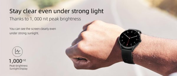 QCY GT Smart Watch With Retina 1.43 AMOLED HD Display, Peak-Brightness Sunlight Display, Metal Watch Frame and Crown, Health Monitoring and 100 + Sports Modes - Black - GC - Image 3
